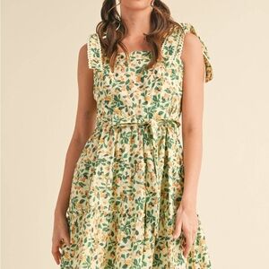 Micah Floral Green and Yellow Mini Dress